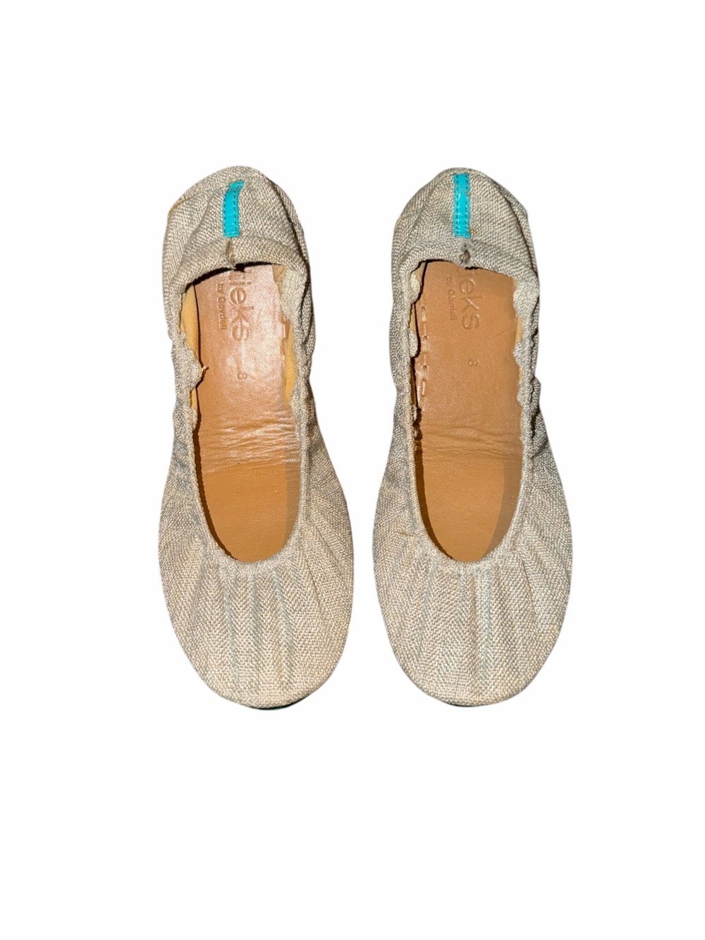 Teks by Cerrelli Women’s Ballet Flats Size 8 Beige Linen Turquoise Sole Foldable